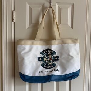 Castaway Club Tote Bag with Blue and White Design